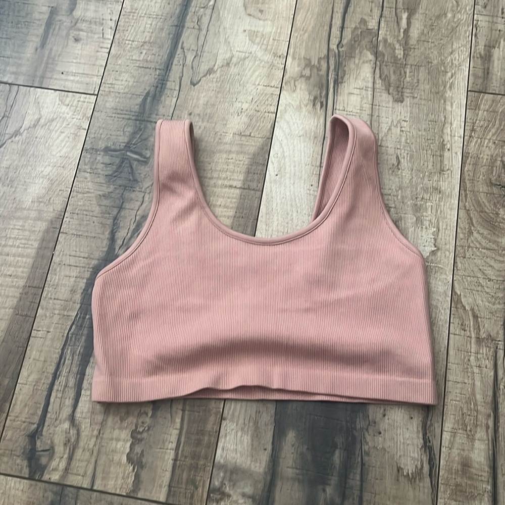 Ribbed bra tank top cropped bralette light weight sports bra sz small x small